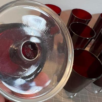 ONE DOZEN Red Ruby Footed Tumbler from France