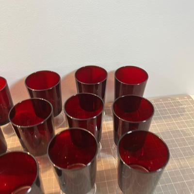 ONE DOZEN Red Ruby Footed Tumbler from France