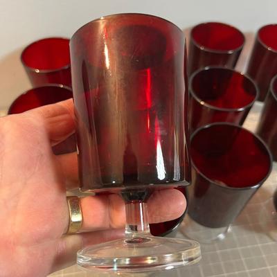 ONE DOZEN Red Ruby Footed Tumbler from France