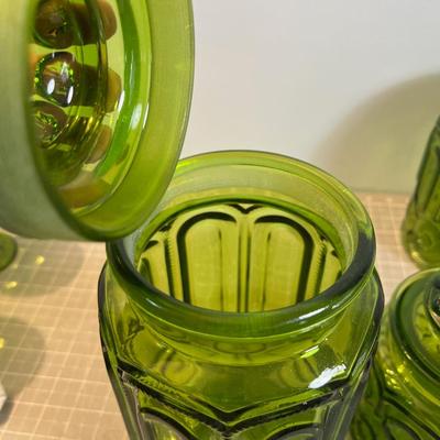 Fabulous L E Smith Moon & Stars  GREEN Canisters 