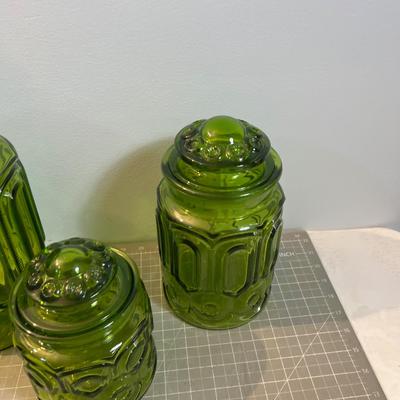 Fabulous L E Smith Moon & Stars  GREEN Canisters 