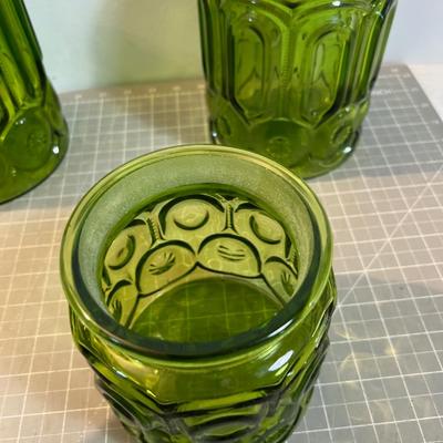 Fabulous L E Smith Moon & Stars  GREEN Canisters 