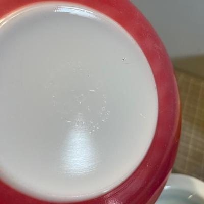 PYREX - 7 pc.  Mixed Lot; Red, Yellow, Snow Flake, Daisy Green Flower, Black Butter 