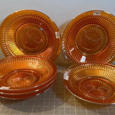JEANETTE Glass Starburst Marigold Color Bowl, Glass (6) 