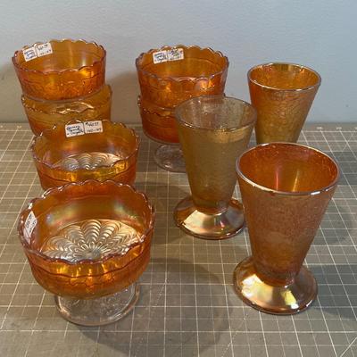 HONEYCOMB 9 Pieces; Glasses and Dessert Bowls