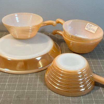 Fire-King Lusterware Pie & 4 Soup