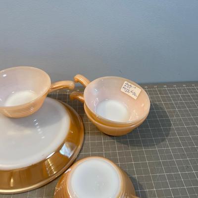 Fire-King Lusterware Pie & 4 Soup