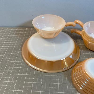 Fire-King Lusterware Pie & 4 Soup