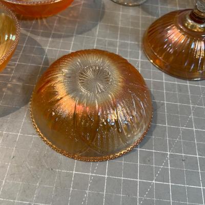 Lot of Marigold Carnival Glass, Iris and Herringbone 