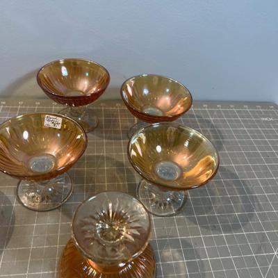 Lot of Marigold Carnival Glass, Iris and Herringbone 