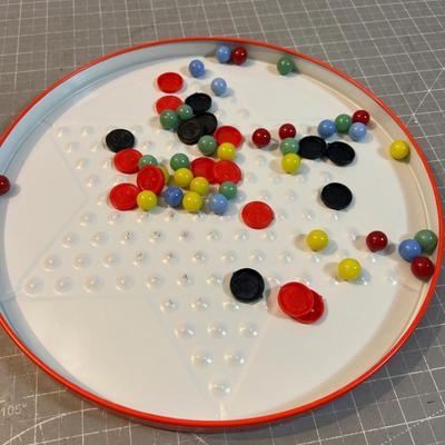 Chinese Checkers Tin with Marbles 