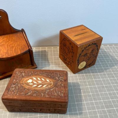 Wood Boxes; Keepsake, Bank &  Salt Box 