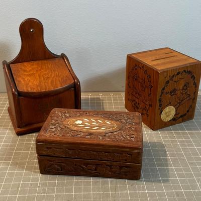 Wood Boxes; Keepsake, Bank &  Salt Box 