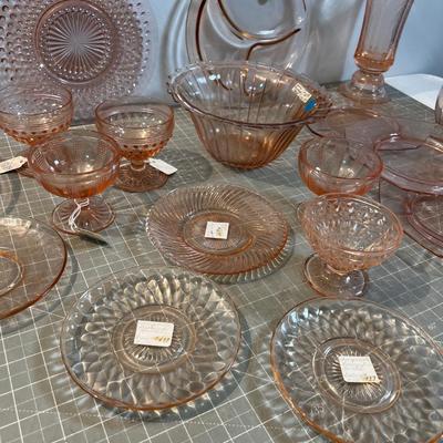 LARGE Lot of Pink Depression Glass Mixed Patterns