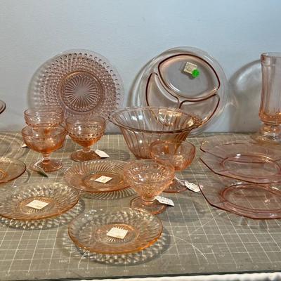 LARGE Lot of Pink Depression Glass Mixed Patterns