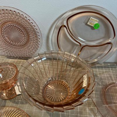 LARGE Lot of Pink Depression Glass Mixed Patterns