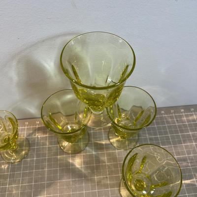 TIFFIN Green Citron Yellow or Lime  Tumblers and 6 Cordials 