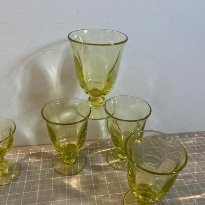  TIFFIN Green Citron Yellow or Lime  Tumblers and 6 Cordials 