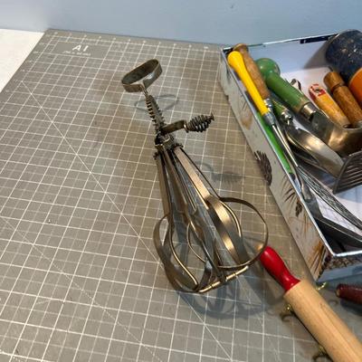 Large LOT OF Antique and Vintage Kitchen Utensils.