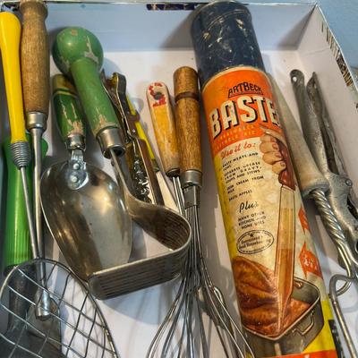 Large LOT OF Antique and Vintage Kitchen Utensils.