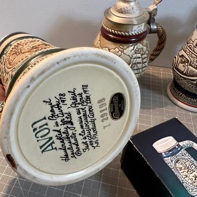 5 Avon Beer Stein Mugs COLLECTIBLE