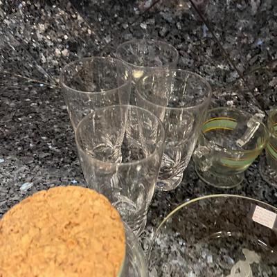 Mixed Lot of Clear Glass Ware Decanter, Glasses 