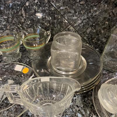 Mixed Lot of Clear Glass Ware Decanter, Glasses 