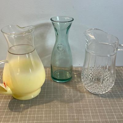 (3) Beautiful Glass Pitchers 