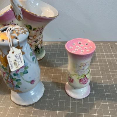 Victorian Porcelain Brides Basket, Hat Pin Holder & Shoe - Antique! 