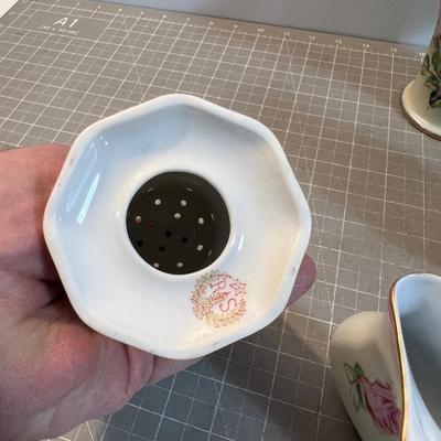 Victorian Porcelain Brides Basket, Hat Pin Holder & Shoe - Antique! 