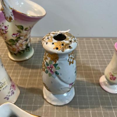 Victorian Porcelain Brides Basket, Hat Pin Holder & Shoe - Antique! 