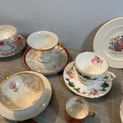 Giant Lot of Tea Cups and Mostly Matching Saucer