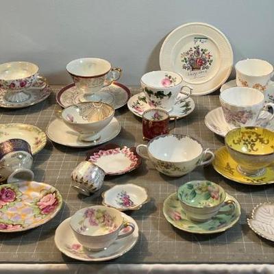 Giant Lot of Tea Cups and Mostly Matching Saucer