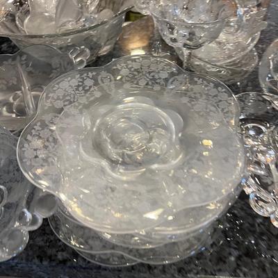 All the Etched Fine Dining Glass Serving ware - HUGE LOT!!!! 