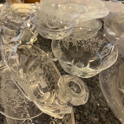 All the Etched Fine Dining Glass Serving ware - HUGE LOT!!!! 