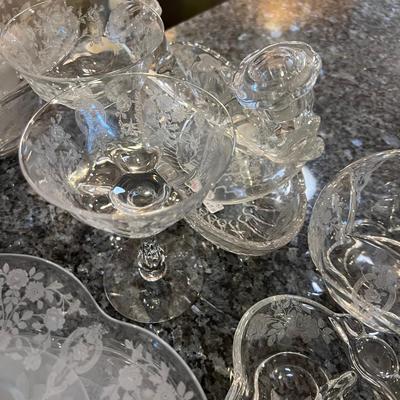 All the Etched Fine Dining Glass Serving ware - HUGE LOT!!!! 