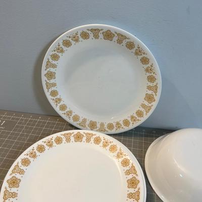 Practical Gold Correll Dishes and Serving, Pattern Butterfly