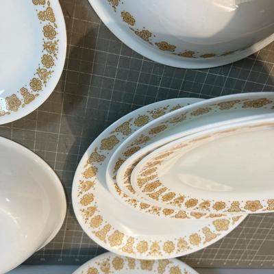 Practical Gold Correll Dishes and Serving, Pattern Butterfly