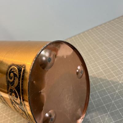 VINTAGE -Pressed Steel Trash Can Copper Colored