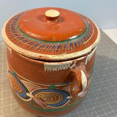 Vintage MEXICAN Bean Pot with Lid 