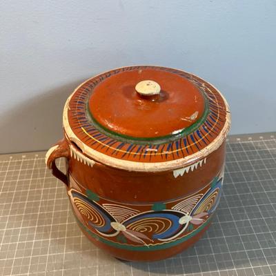 Vintage MEXICAN Bean Pot with Lid 