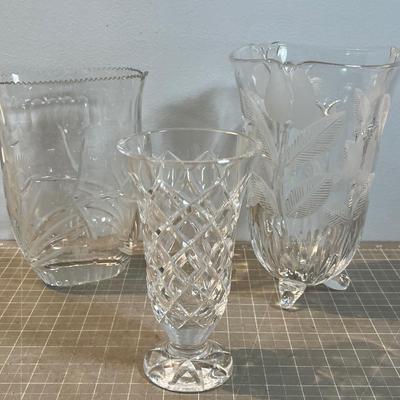 3 Vases - 1 is a WATERFORD, Kinsale Pattern, plus 2 more Large Vases
