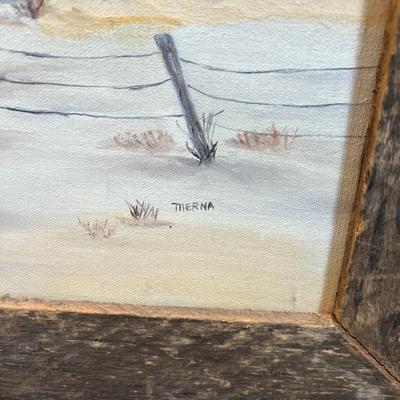 MERNA: Artist,  White Barn, framed in Barn Wood