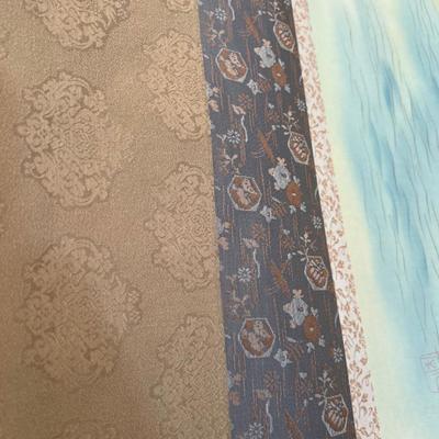 Silk Painting Scroll - Sun over the Ocean. Signed 