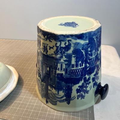 Fruit Chiller, Flow Blue Transferware, Iron Stone