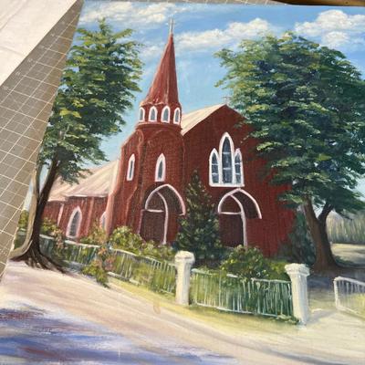 (4) Temples and Churches, Print & Stitchery 