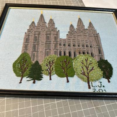 (4) Temples and Churches, Print & Stitchery 
