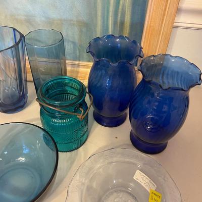 Large Lot of Blue Glass 
