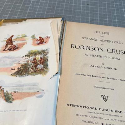 Book OLD!!! Late 1800's Page Missing ROBINSON Crusoe 