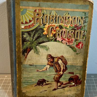 Book OLD!!! Late 1800's Page Missing ROBINSON Crusoe 